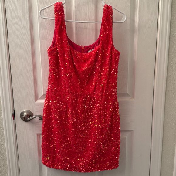 Helsi Rory Stretch Velvet Sequin Mini Dress - French Rose - Large - Picture 2 of 14